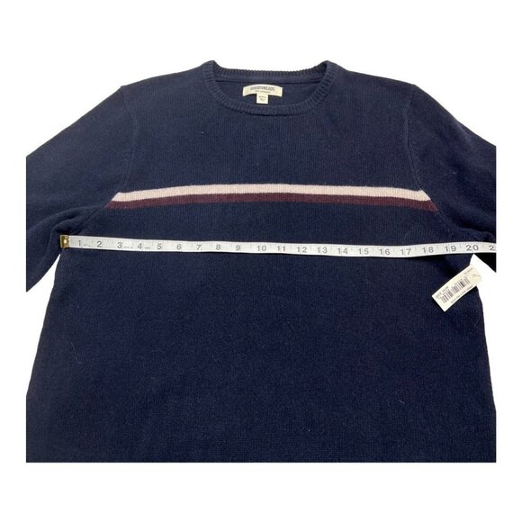 Goodthreads Mens M Lambswool Crewneck Sweater Navy Double Chest Stripe‎ - Picture 4 of 6